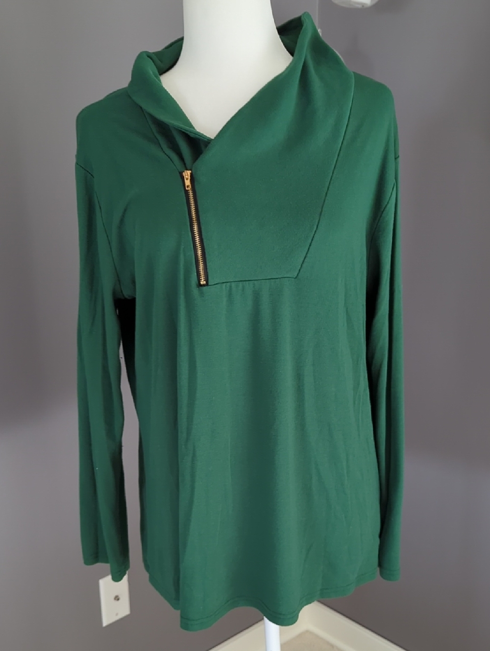 3 For $30. Women’s Emerald Green Zip-Neck Pullover